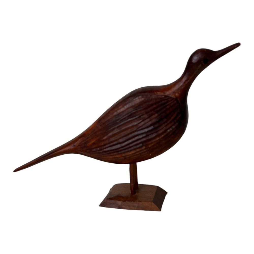 Vintage Hand Carved Wooden Bird "Shelfie"‎ Display Piece Stamped Jamaica